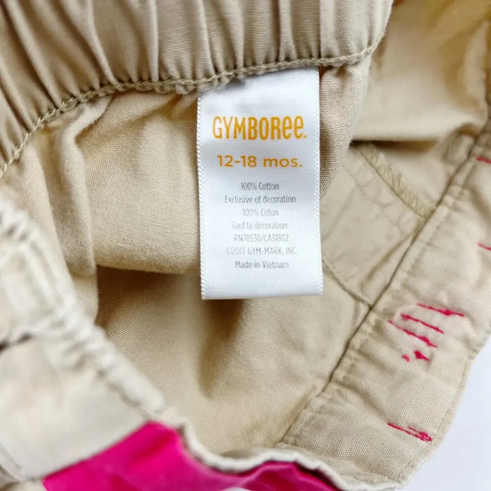 Gymboree Khaki Floral Cargo Shorts Pretty Posies Size 12-18 Months